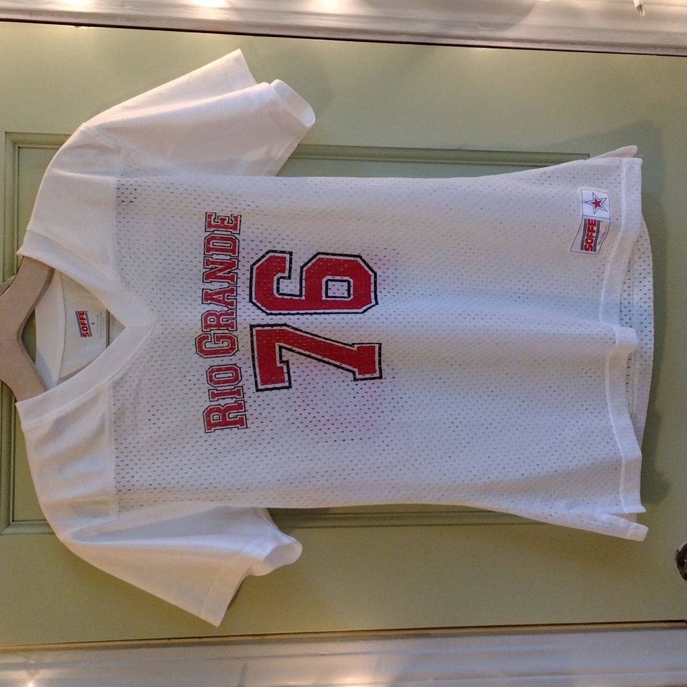 Women's Rio Grande size small white and red 76 football jersey